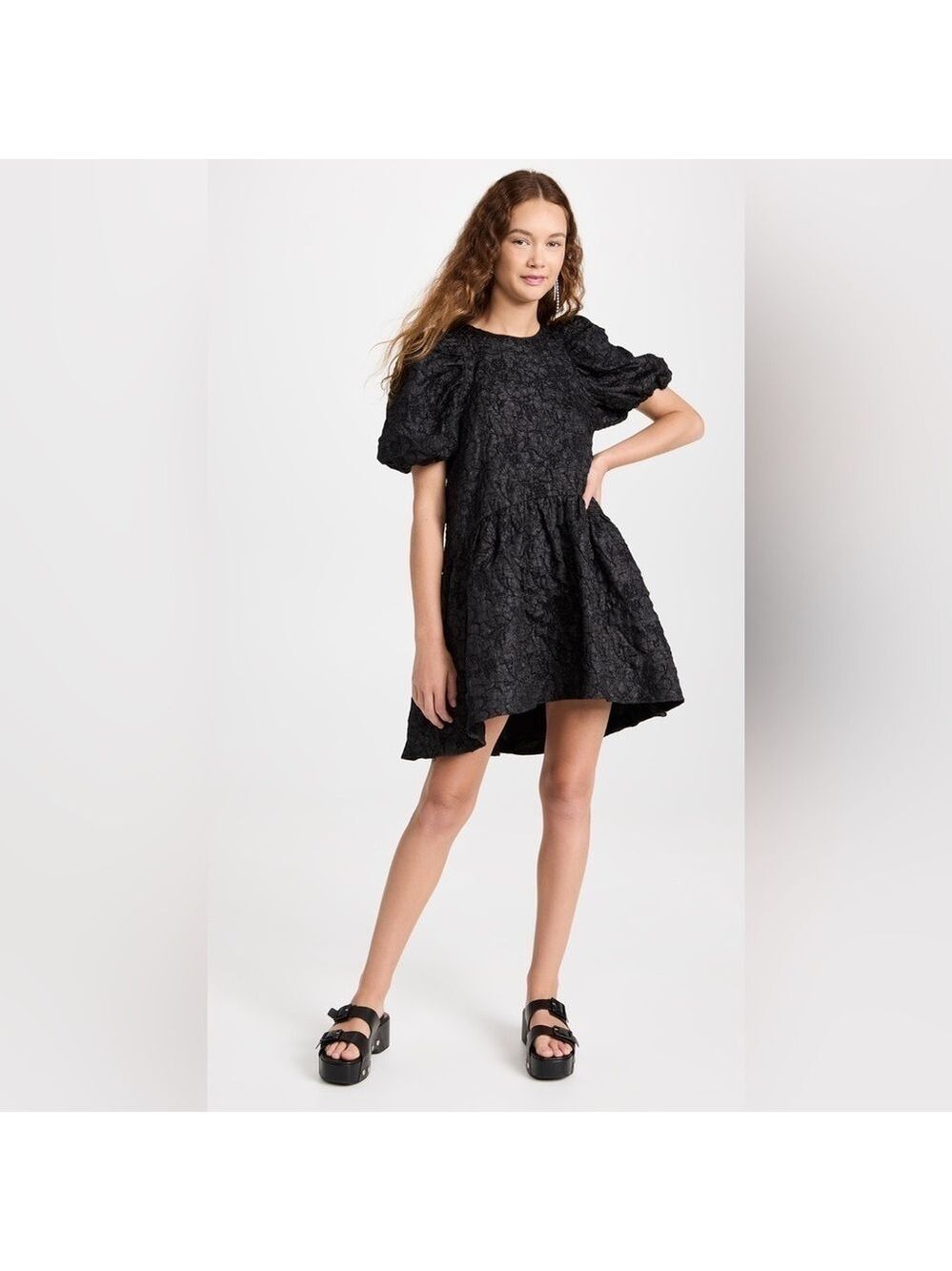 Endless Rose Revolve Organza Puff Sleeve Drop Waist Mini Dress